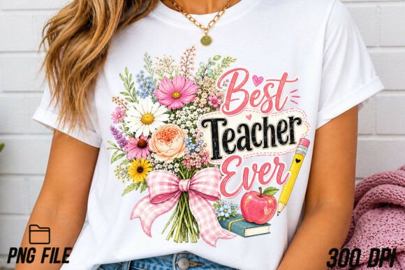 Best Teacher Ever PNG: A Floral Touch for Every Project