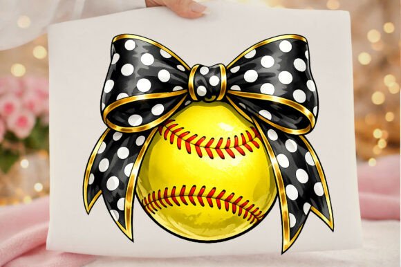 Coquette Bow Softball Png T-Shirt Design: A Sweet & Sporty Asset