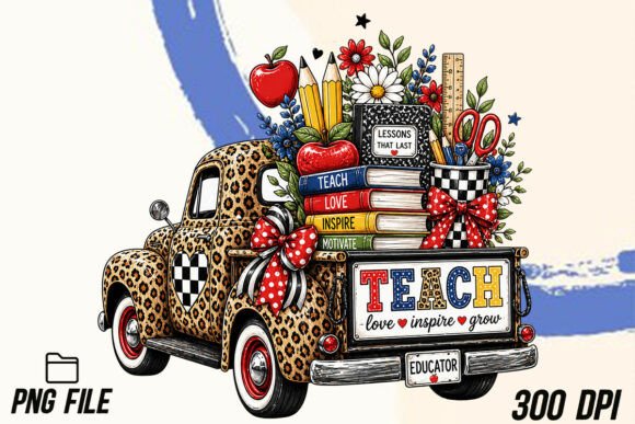 Custom Teacher PNG School Truck PNG: A Creative Design Asset