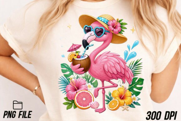 Cute Flamingo Drinking Summer PNG: A Designer's Toolkit for Instant Tropical Appeal