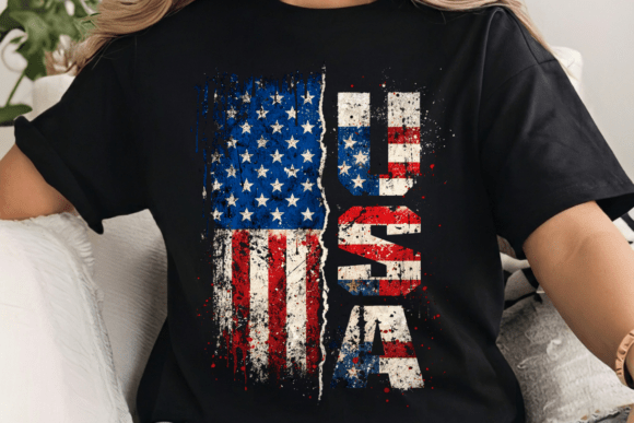 Distressed USA Flag PNG Shirt: A Rugged Patriotic Design Asset
