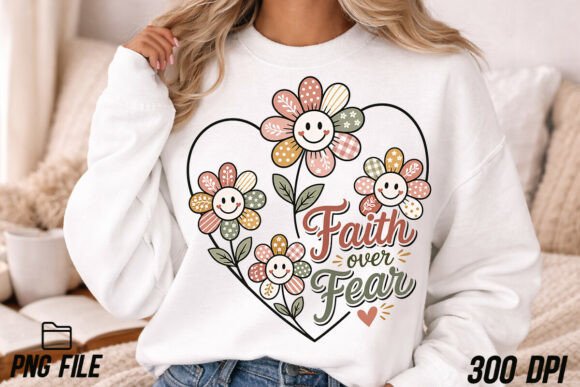 Faith over Fear Heart Flowers: A Mother's Design Asset