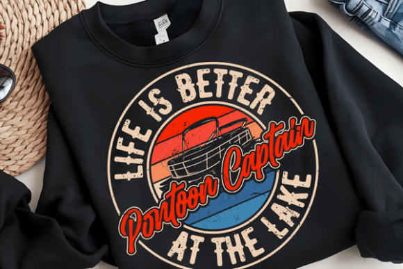 Lake Life Boating Pontoon Captain PNG: Capturing the Retro Lake Vibe