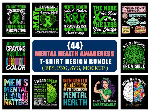Mental Health T-Shirt Design Bundle: 44 Powerful Designs for Advocacy