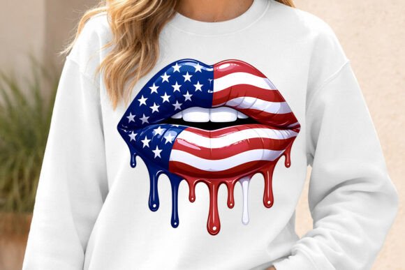 Patriotic Dripping Lips PNG: Bold Digital Art for Creative Projects