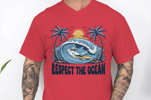 Respect the Ocean SVG: A Surfing Shark for Summer Vibes