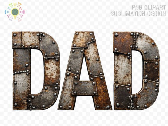 Rusty Metal Dad Industrial Letters: A Bold Design Asset