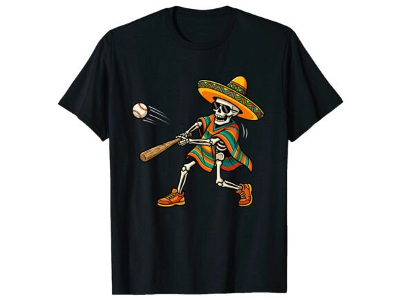 Skeleton Baseball Cinco De Mayo T-Shirt: A Designer's Take on Festive Graphics