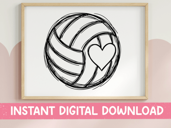 Volleyball Heart SVG PNG Sketch Design: A Dynamic Asset for Creators