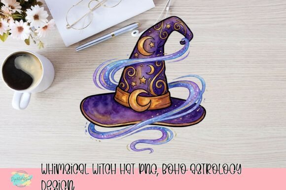 Whimsical Witch Hat PNG: A Boho Astrology Design for Creative Projects